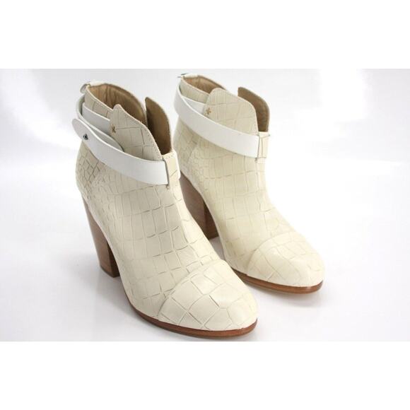 Rag & Bone Harrow Off White Croc Leather Cap Toe Ankle Boot - Picture 4 of 12